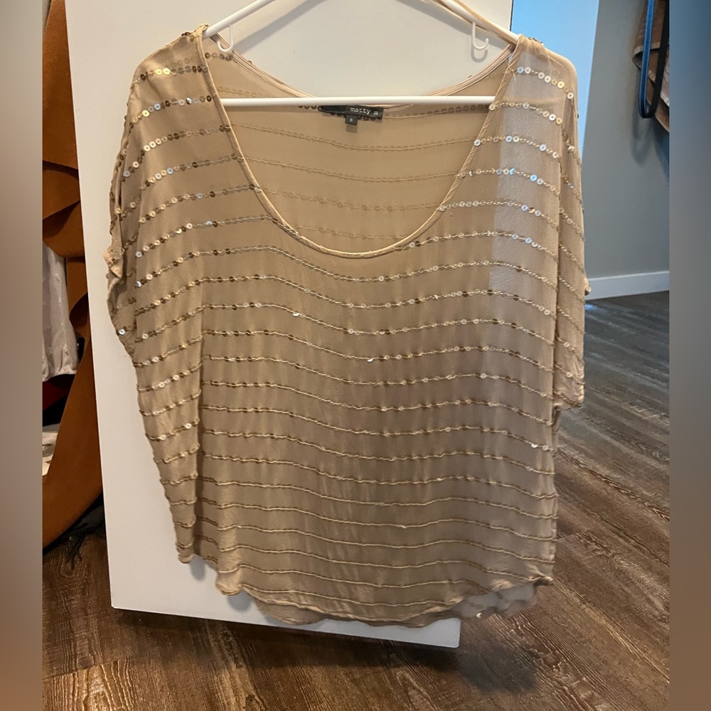 Gold sequin loose top